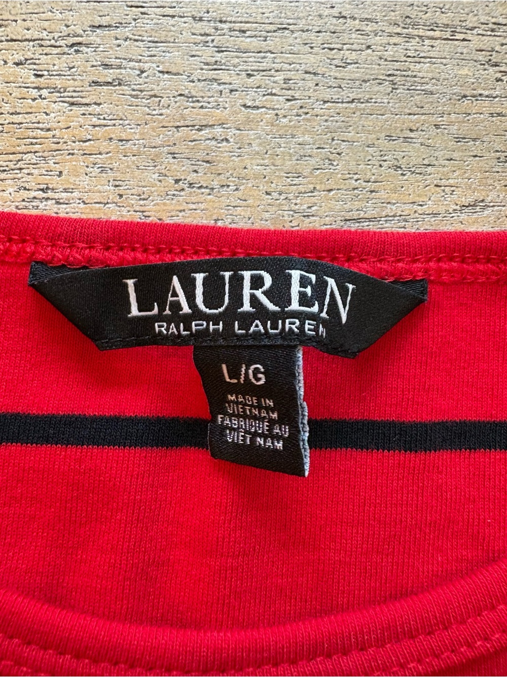 Lauren Ralph Lauren Striped Long Sleeve Top Red Black L Slim Fit - Picture 4 of 8